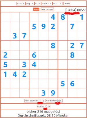 Sudoku Wettbewerb mit den Vorgaben